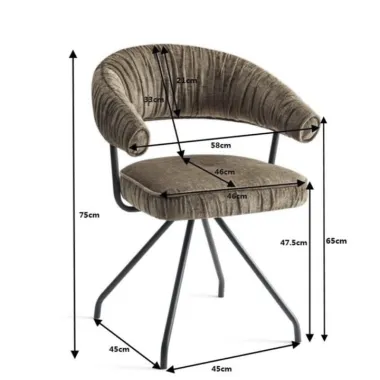 Kare Krzesło ARABELLA srebrny 58 x 78 x 57cm / 87358