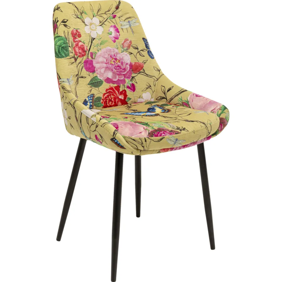 Kare Krzesło EAST SIDE FLOWER FEVER YELLOW 48 x 85 x 55cm / 71131