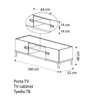 AMBRA DAY Włoska szafka TV 160 x 48 x 52cm / 150PTV.01AV