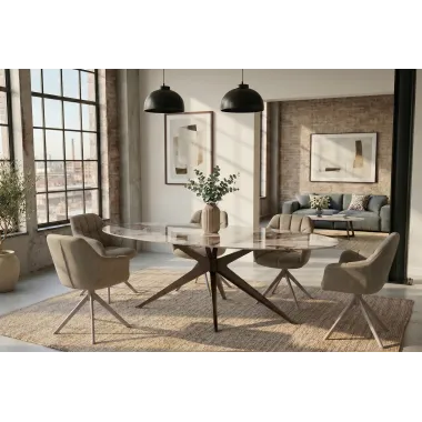 Invicta Stół PANDORA oval ceramiczny brąz 220 x 75.5 x 110cm / 48734