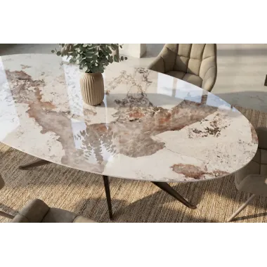 Invicta Stół PANDORA oval ceramiczny brąz 220 x 75.5 x 110cm / 48734