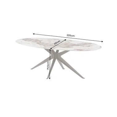 Invicta Stół PANDORA oval ceramiczny brąz 220 x 75.5 x 110cm / 48734