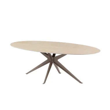Invicta Stół TRAVERTIN oval ceramiczny brąz 220 x 75.5 x 110cm / 48532