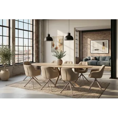 Invicta Stół TRAVERTIN oval ceramiczny brąz 220 x 75.5 x 110cm / 48532