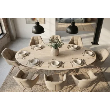 Invicta Stół TRAVERTIN oval ceramiczny brąz 220 x 75.5 x 110cm / 48532