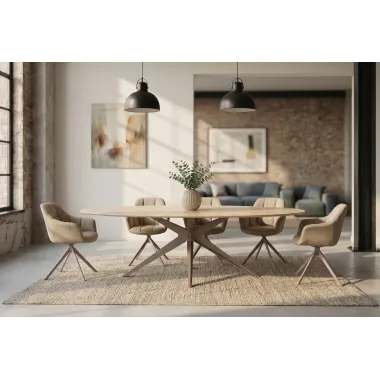 Invicta Stół TRAVERTIN oval ceramiczny brąz 220 x 75.5 x 110cm / 48532