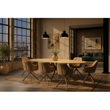 Invicta Stół TRAVERTIN oval ceramiczny brąz 220 x 75.5 x 110cm / 48532