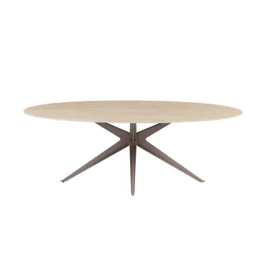 Invicta Stół TRAVERTIN oval ceramiczny brąz 220 x 75.5 x 110cm / 48532