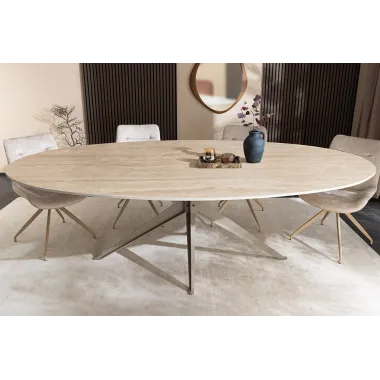 Invicta Stół TRAVERTIN oval ceramiczny brąz 220 x 75.5 x 110cm / 48532