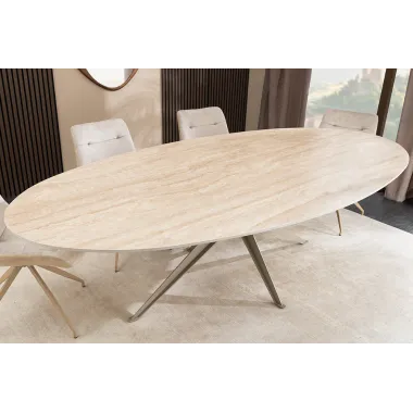 Invicta Stół TRAVERTIN oval ceramiczny brąz 220 x 75.5 x 110cm / 48532