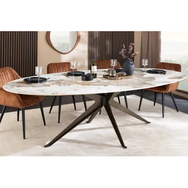 Invicta Stół PANDORA oval ceramiczny brąz 220 x 75.5 x 110cm / 48734