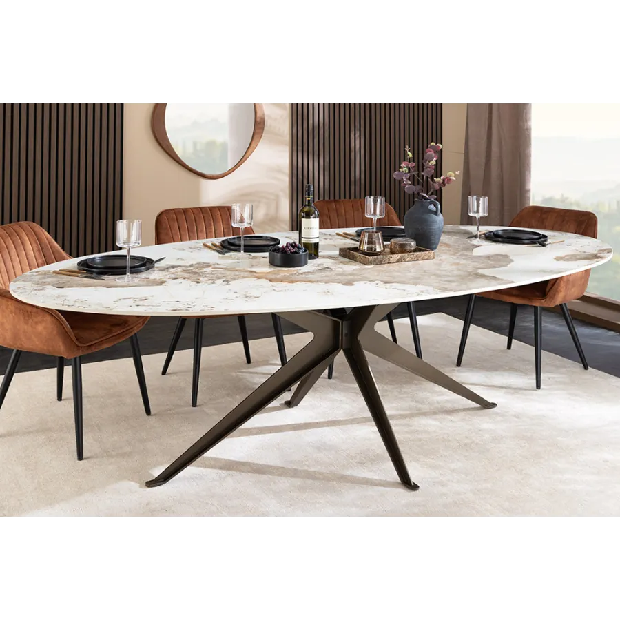 Invicta Stół PANDORA oval ceramiczny brąz 220 x 75.5 x 110cm / 48734
