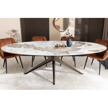 Invicta Stół PANDORA oval ceramiczny brąz 220 x 75.5 x 110cm / 48734