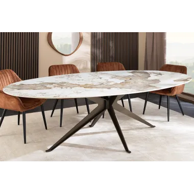 Invicta Stół PANDORA oval ceramiczny brąz 220 x 75.5 x 110cm / 48734