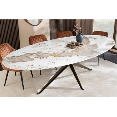 Invicta Stół PANDORA oval ceramiczny brąz 220 x 75.5 x 110cm / 48734