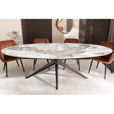 Invicta Stół PANDORA oval ceramiczny brąz 220 x 75.5 x 110cm / 48734
