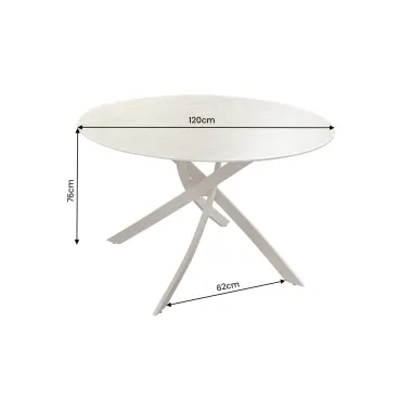 Invicta Stół  ALPINE okrągły travertin ceramiczny Ø 120 x 76 x 120cm / 48466
