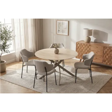 Invicta Stół  ALPINE okrągły travertin ceramiczny Ø 120 x 76 x 120cm / 48466