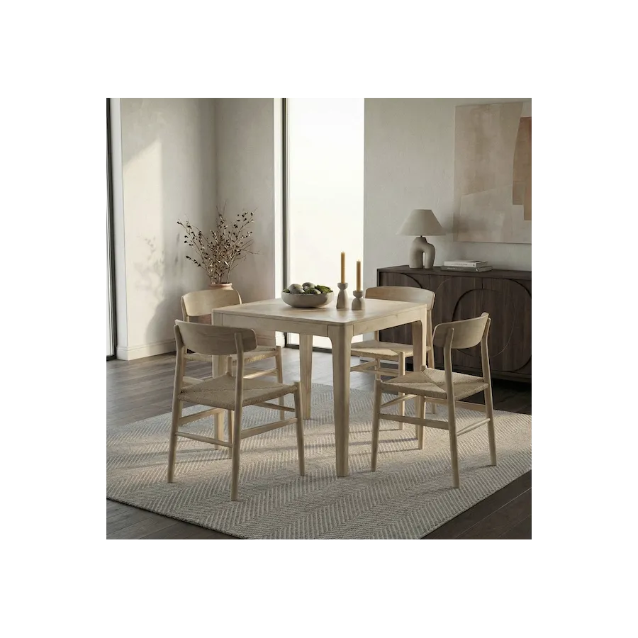 Wohnling Stół do jadalni ART DECO bielone mango 80 x 76 x 80cm / WL7.589