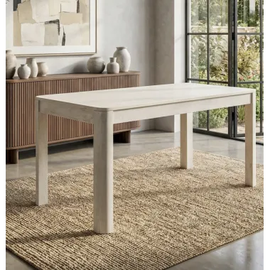 Wohnling Stół do jadalni ART DECO bielone mango 120 x 76 x 60cm / WL7.379