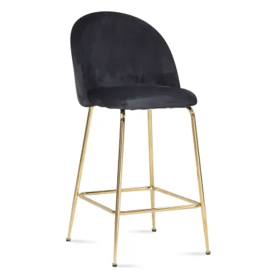 Wohnling Krzesło barowe czarny welur zestaw 2 sztuk 50 x 102 x 50cm / WL6.945