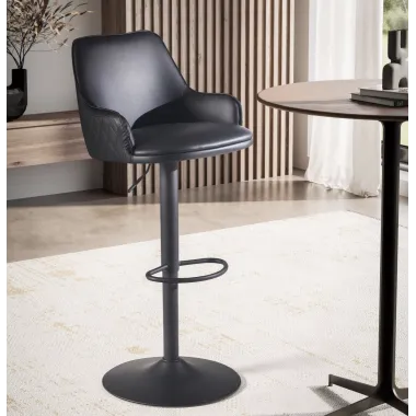Wohnling Krzesło barowe czarna eco skóra 45 x 86-106 x 45cm / WL7.009
