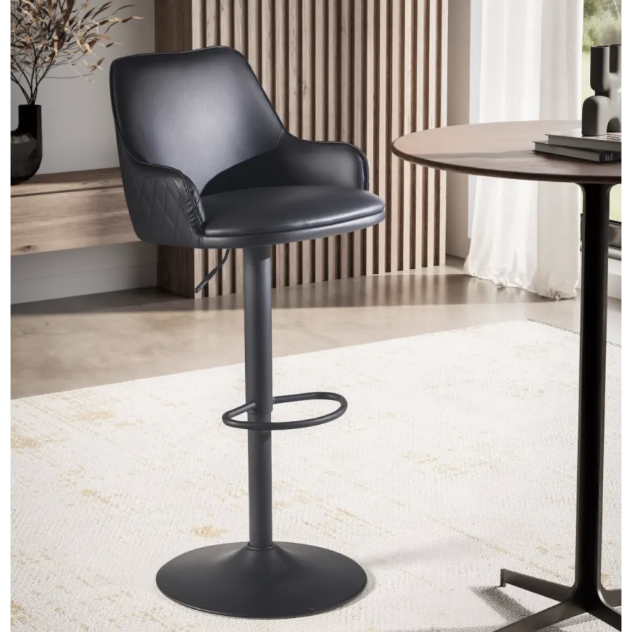 Wohnling Krzesło barowe czarna eco skóra 45 x 86-106 x 45cm / WL7.009
