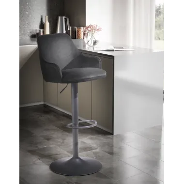 Wohnling Krzesło barowe czarny aksamit 45 x 86-106 x 45cm / WL7.007