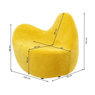 Kare Fotel WAVE MEDIUM żółty 116 x 91 x 92cm / 71482