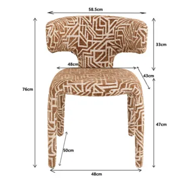 Kare Krzesło tapicerowane TOBI MAZE 55 x 76 x 48cm / 71470
