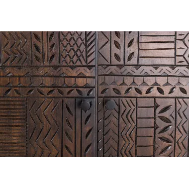 Invicta Komoda TRIBAL 3D antyczny wygląd ciemny brązowy mango 177 x 75 x 38cm / 45995