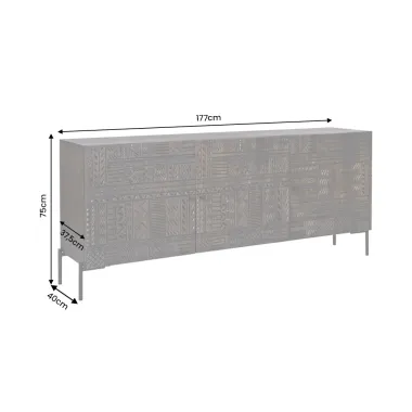 Invicta Komoda TRIBAL 3D antyczny wygląd ciemny brązowy mango 177 x 75 x 38cm / 45995