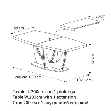 AMBRA DAY Włoski stół rozkładany 200+50 x 75 x 86cm / 150TAV.07AV