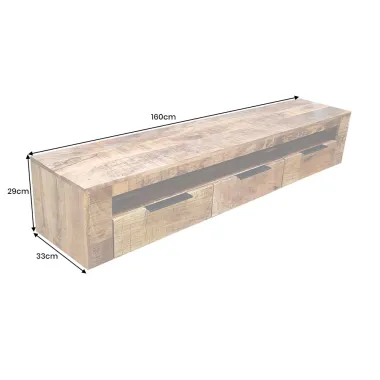 Invicta IRON CRAFT Szafka RTV wisząca mango 160 x 29 x 33cm / 46809
