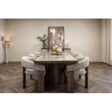 WILLOX beige Stół do jadalni szklany blat 230 x 76 x 100cm / 214297