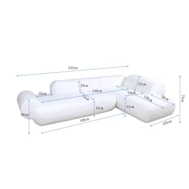 Kare Narożnik SOFT EDGE prawostronny biały 342cm / 40859