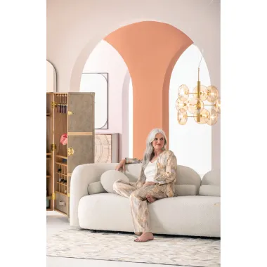 Kare Sofa 3 osobowa KELLY boucle kremowa 225 x 63 x 83cm / 87293