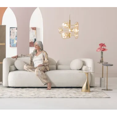 Kare Sofa 3 osobowa KELLY boucle kremowa 225 x 63 x 83cm / 87293