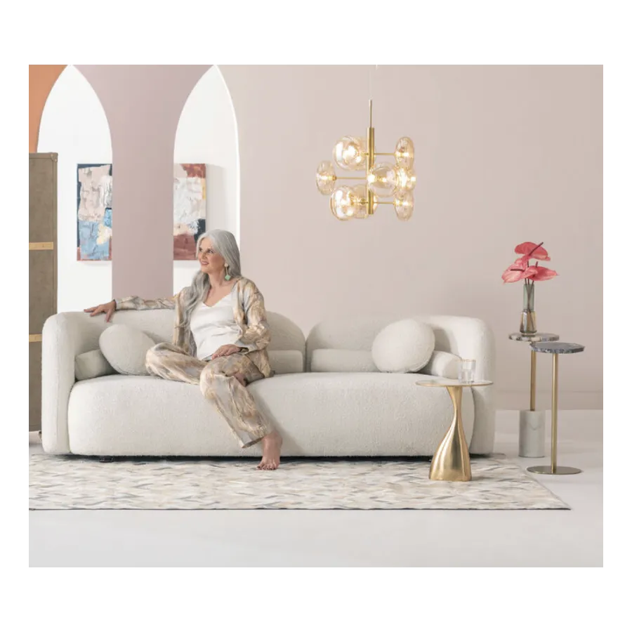Kare Sofa 3 osobowa KELLY boucle kremowa 225 x 63 x 83cm / 87293