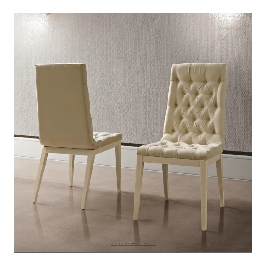 AMBRA DAY Włoskie krzesło tapicerowane ecru 48 x 108 x 63cm / 150SED.02AVMS70
