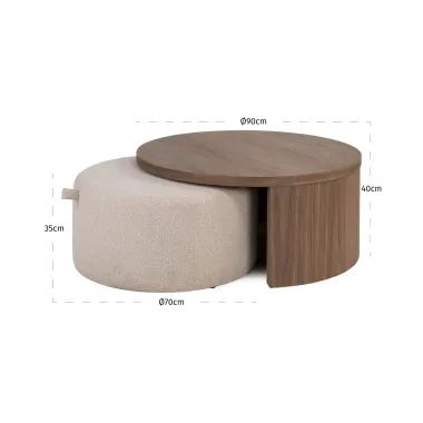 Stolik kawowy WINDSOR brązowy (2 set) 90 x 40 x 90cm / 215562