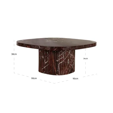 Stolik kawowy ORCHID burgundowy 90 x 38 x 90cm / 215650
