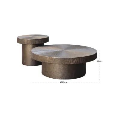 Stolik kawowy LINDO brązowy (2 set) 90 x 32 x 90cm / 215818