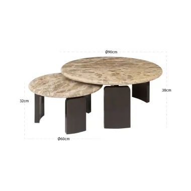 Stolik kawowy MENTON antyczny brąz (2 set) 90 x 38 x 90cm / 215872
