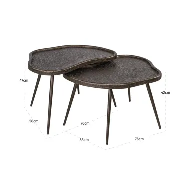 Stolik kawowy BEAN brązowy (2 set) 76 x 45 x 58cm / 215821