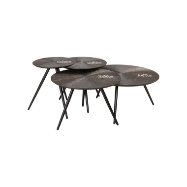 Stolik kawowy QUADRO brązowy (4 set) 70 x 34 x 70cm / 215820