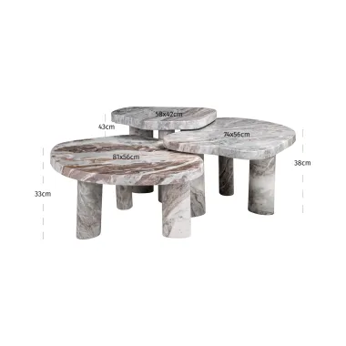 Stolik kawowy CAMINO beżowy (set 3) 81 x 33 x 65cm / 214358