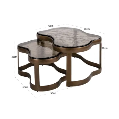 Stolik kawowy FAIRFIELD brązowy (2 set) 90 x 42 x 70cm / 214335