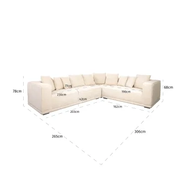 Sofa narożna LUSSO beige chenille (Niagara 902 beige) - Richmond