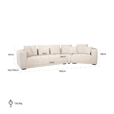 Sofa narożna LUSSO beige chenille (Niagara 902 beige) - Richmond